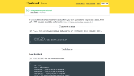 Postmark status API page
