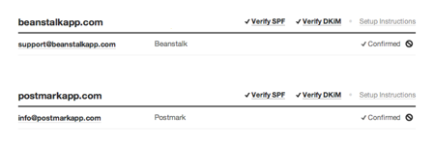 Postmark's updated Sender Signature area.