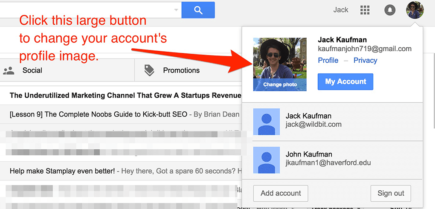 Update a profile image in Gmail