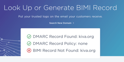 A screenshot of BIMI lookup tool Agari