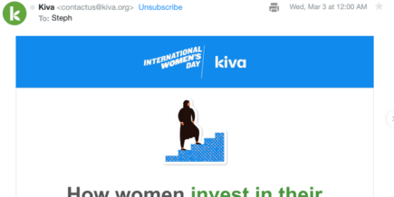 A screenshot of an email from Kiva that does have the logo included despite the failed lookup