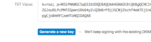 Generate a new DKIM key in Postmark
