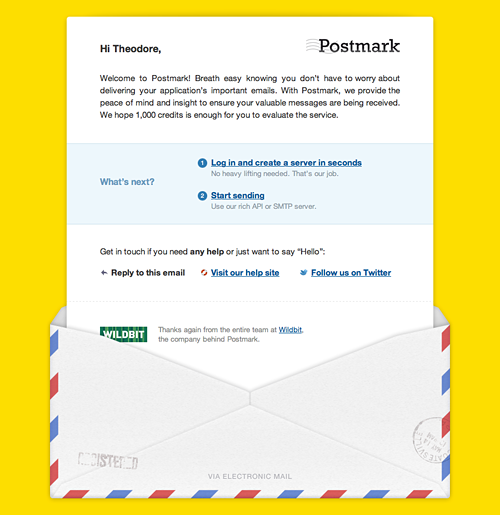 Our updated Postmark welcome email.