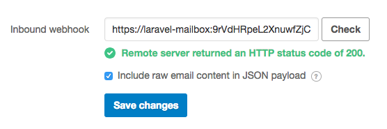 Image of inbound webhook settings in Postmark for Laravel Mailbox