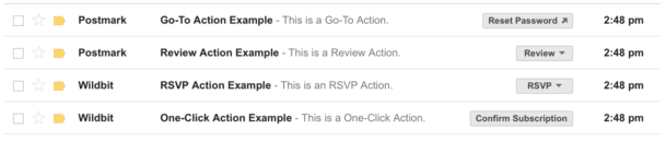 Examples of Inbox Actions taken from a Gmail inbox.