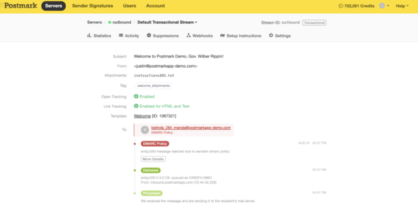 Postmark’s UI helps you see deliverability errors