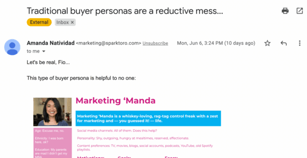 An example of personalized email