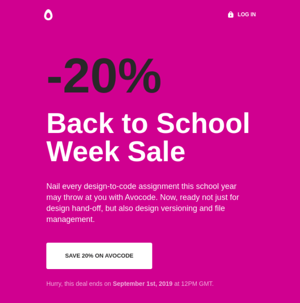Image of Avocode's discount email.