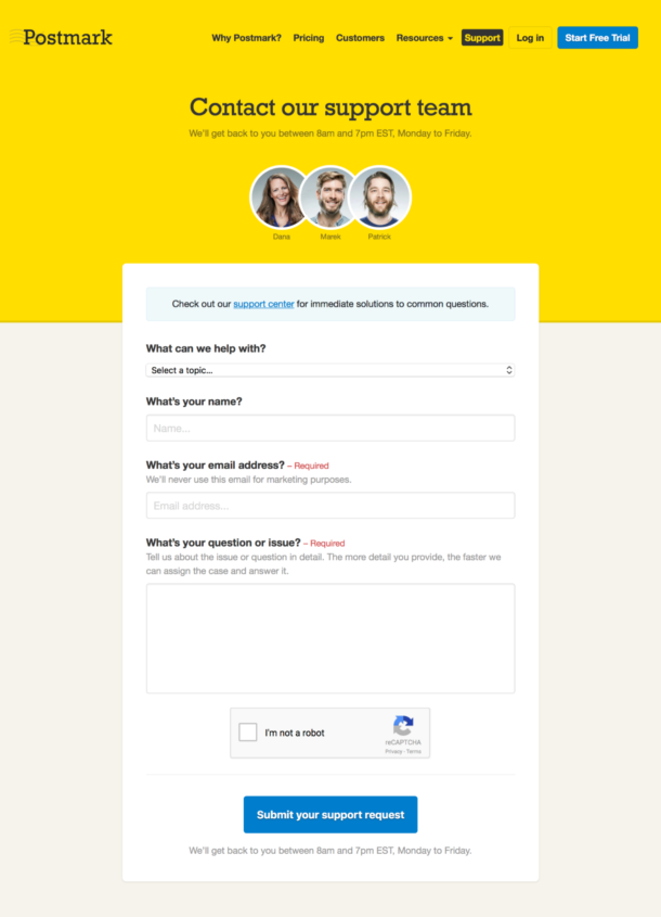 A screenshot of our slightly updated contact form.