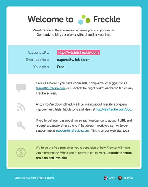 Email Redesign Freckle Time Tracking Postmark