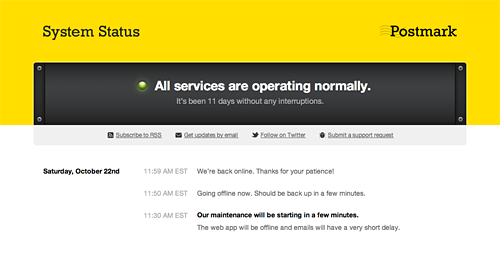 New Postmark System Status Dashboard | Postmark