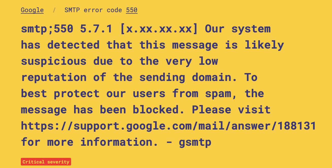 5xx or hard bounce email error