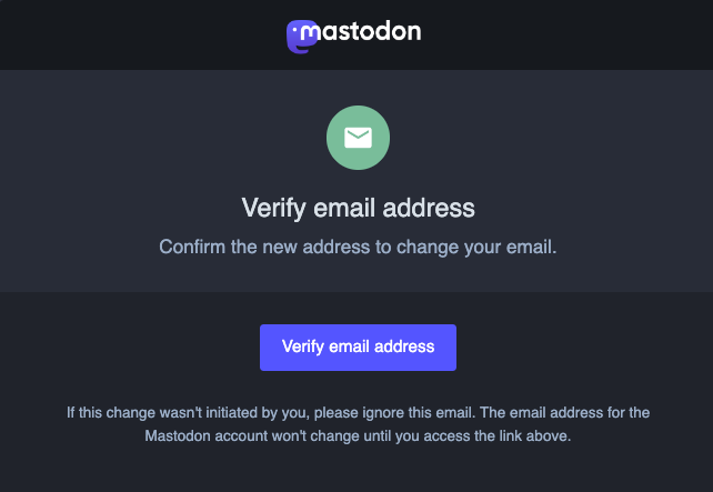 Confirmation email in new Mastodon user’s inbox