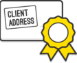 Illustration: An enveloper with a sticker containing the text "client address"